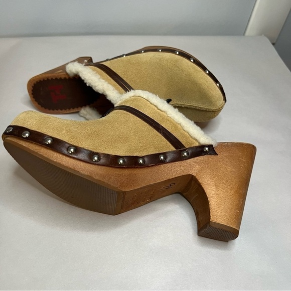 Vintage Tommy Hilfiger Clogs Size 7.5 Leather Upper Tan Summer Y2K 90s - Picture 10 of 15